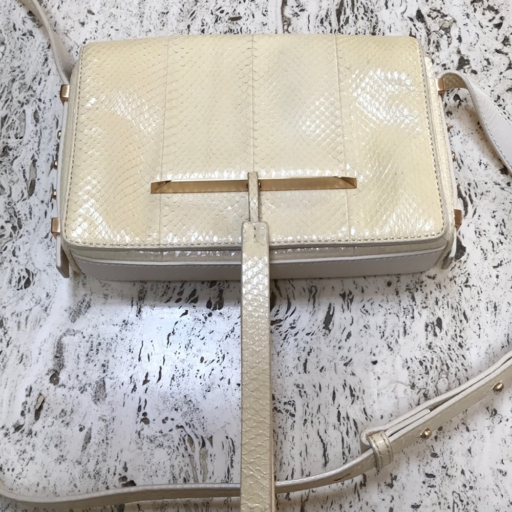 Brian Atwood snakeskin ivory purse shoulder bag